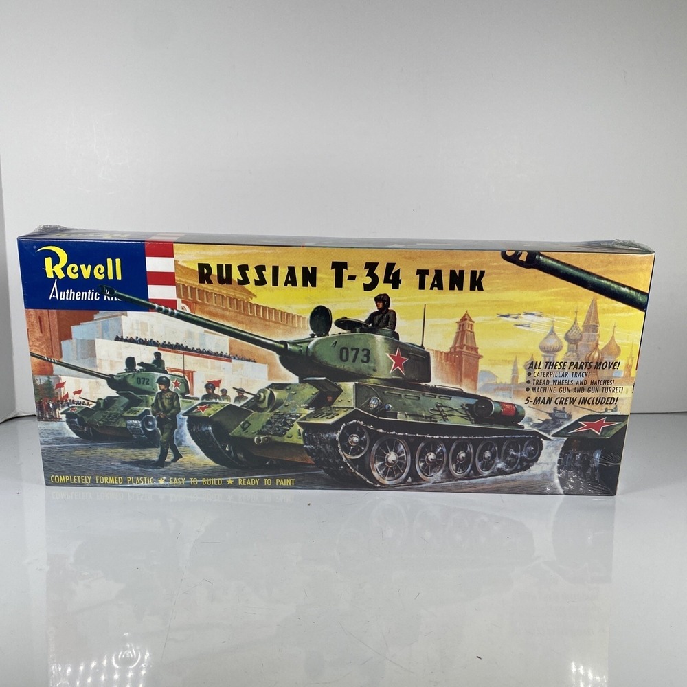 REVELL‎ RUSSIAN T-34 TANK H-538:129 Military Sealed Plastic Model Kit Garage
